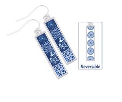 Jilzarah Dutch Blue Reversible Bar Earrings