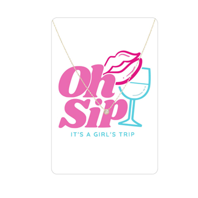 Viv & Lou Keepsake Necklace w/ Card Oh Sip! Girl's Trip