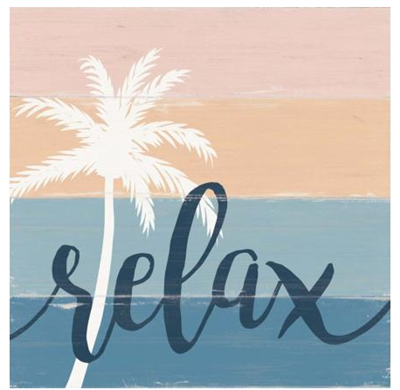 Relax Palm Small Wooden Block Standing Sign