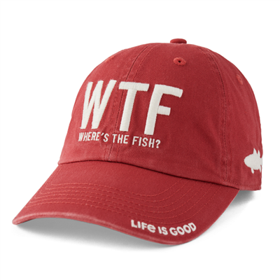 Life Is Good WTF "Where's The Fish" Chill Cap Faded Red