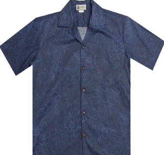 Navy Hibiscus Print  Hawaiian Shirt