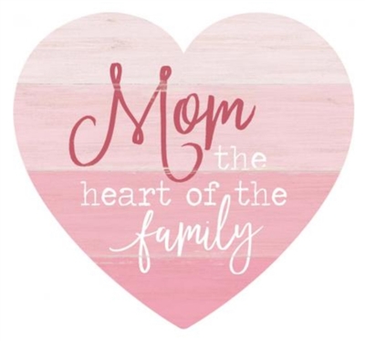 Mom Heart Small Wooden Block Standing Sign